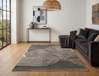 Modern Geometric Area Rug – Black and White Abstract Wave Pattern -Decovia