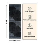 Modern Abstract Geometric Digital Print Area Rug | Black and Grey Abstract Swirl Accent Rug - Decovia