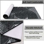 Modern Abstract Geometric Digital Print Area Rug | Black and Grey Abstract Swirl Accent Rug - Decovia