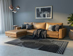 Modern Abstract Geometric Digital Print Area Rug | Black and Grey Abstract Swirl Accent Rug - Decovia