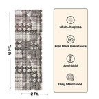 Modern Abstract Geometric Digital Print Area Rug | Charcoal Black and Cream Bohemian Accent Rug - Decovia
