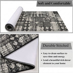Modern Abstract Geometric Digital Print Area Rug | Charcoal Black and Cream Bohemian Accent Rug - Decovia