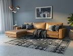 Modern Abstract Geometric Digital Print Area Rug | Charcoal Black and Cream Bohemian Accent Rug - Decovia