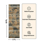 Premium Distressed Geometric Striped Pattern Digital Print Area Rug | Yellow, Black, and Cream Bohemian Accent Rug - Decovia
