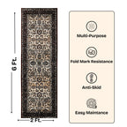 Premium Floral Persian Pattern Digital Print Area Rug | Dark Brown Medallion Accent Rug - Decovia