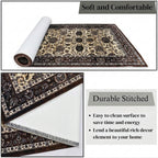 Premium Floral Persian Pattern Digital Print Area Rug | Dark Brown Medallion Accent Rug - Decovia