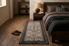 Premium Floral Persian Pattern Digital Print Area Rug | Dark Brown Medallion Accent Rug - Decovia
