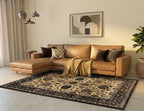 Premium Floral Persian Pattern Digital Print Area Rug | Dark Brown Medallion Accent Rug - Decovia