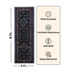 Premium Floral Persian Pattern Digital Print Area Rug | Navy Blue, Burgundy Red, and Cream Medallion Accent Rug - Decovia