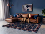 Premium Floral Persian Pattern Digital Print Area Rug | Navy Blue, Burgundy Red, and Cream Medallion Accent Rug - Decovia