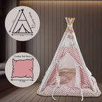 Funny Pet Teepee Tent for Dogs & Cats – Soft Cotton Canvas with Wooden Frame