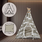 Funny Pet Teepee Tent for Dogs & Cats – Soft Cotton Canvas with Wooden Frame