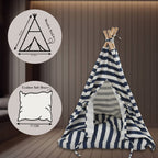 Funny Pet Teepee Tent for Dogs & Cats – Soft Cotton Canvas with Wooden Frame