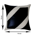 Black & Ivory Geometric Leather Cushion Cover