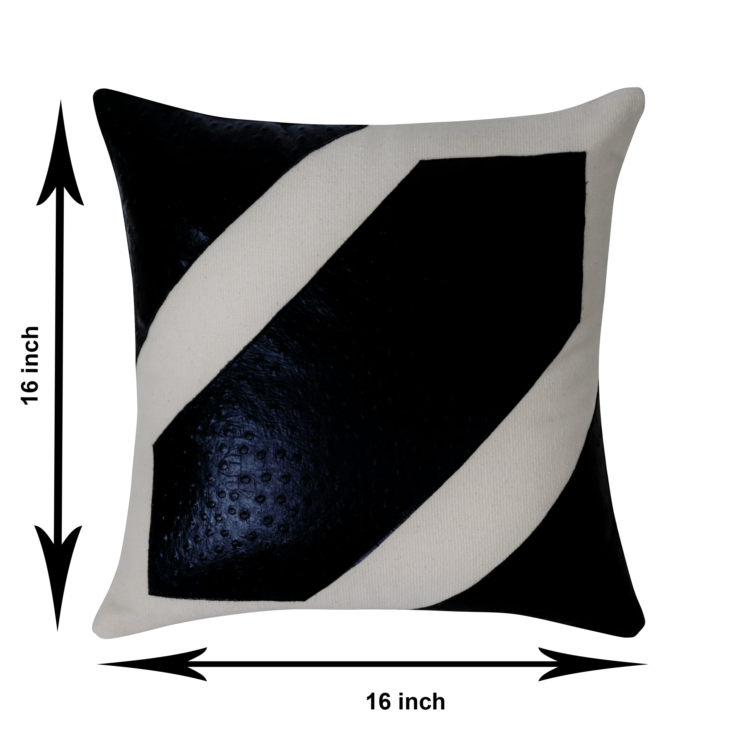 Black & Ivory Geometric Leather Cushion Cover