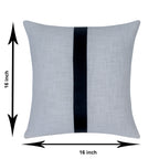 Grey Checkered Cushion with Leather Accents