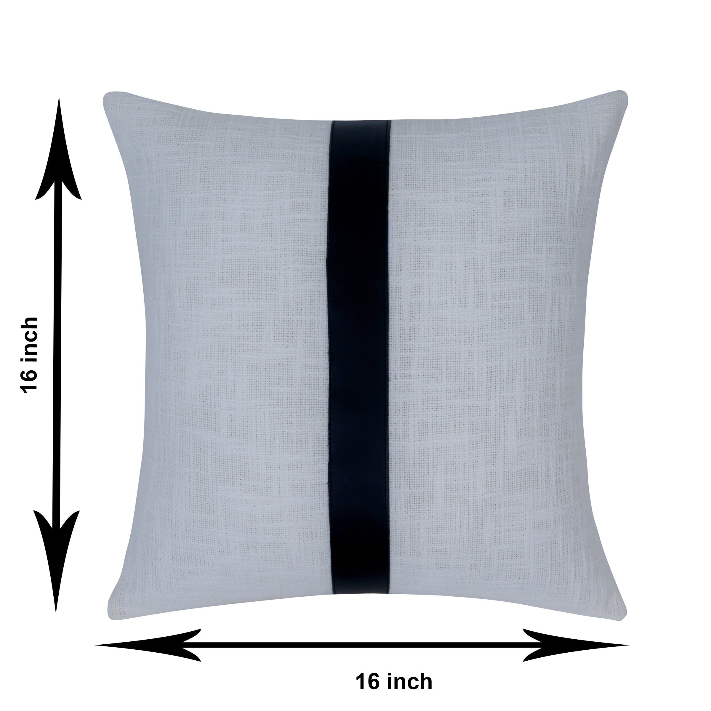 Grey Checkered Cushion with Leather Accents