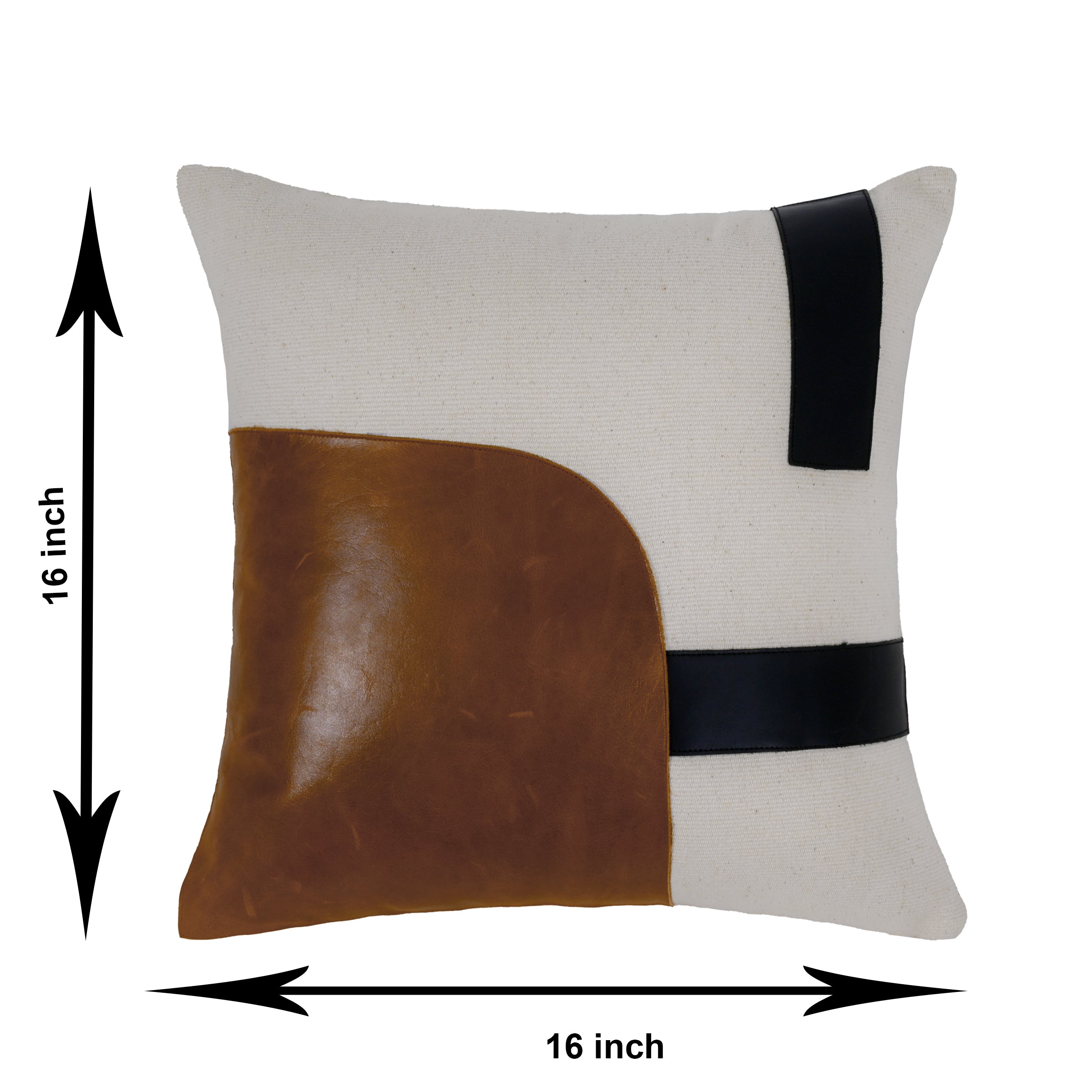 Modern Leather & Canvas Decorative Cushion