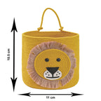 Yellow Lion-Themed Storage Basket with Handle