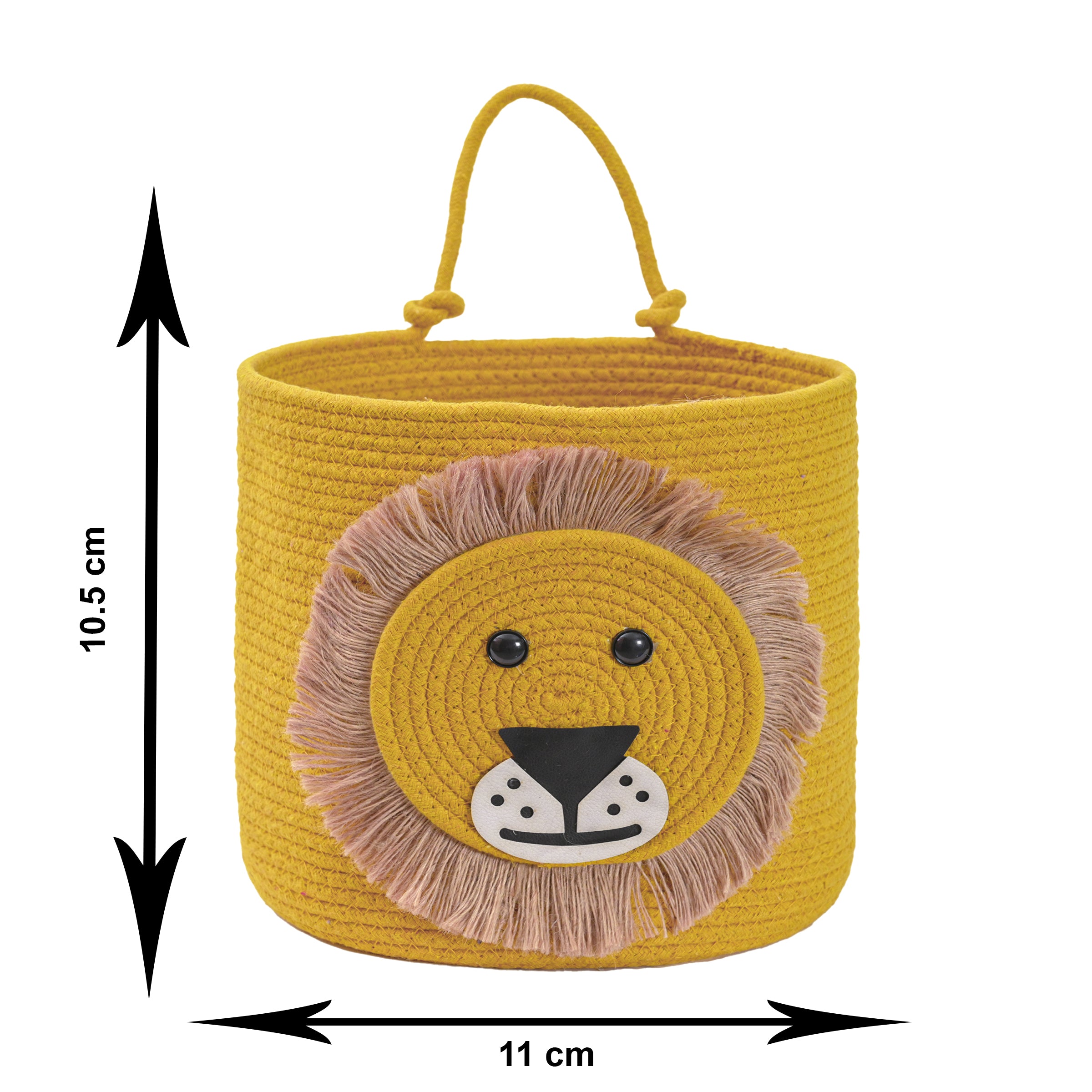 Yellow Lion-Themed Storage Basket with Handle