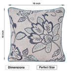Blue Floral Embroidered Linen Pillow