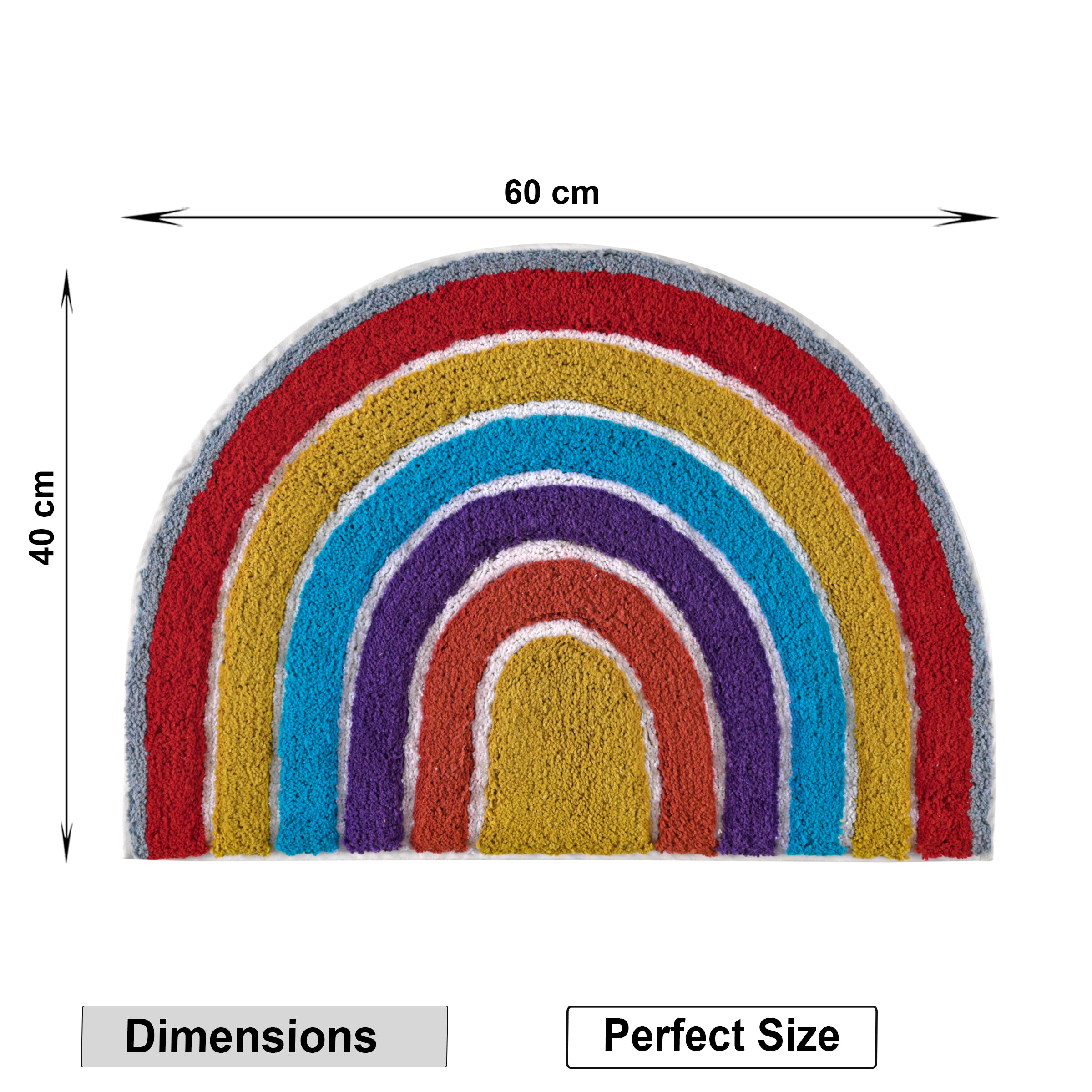 Premium Cotton Semi-Circle Rainbow Bath Mat