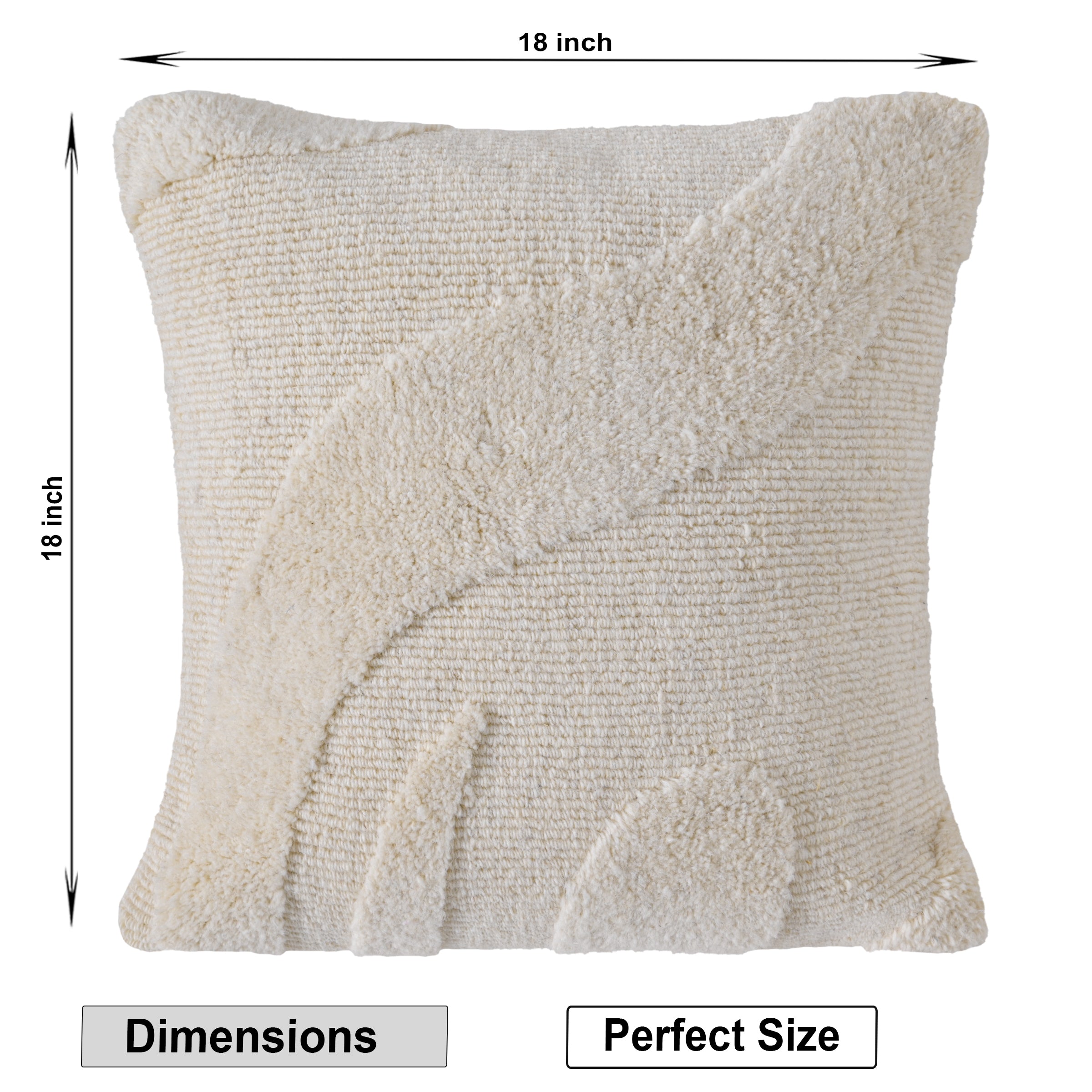 Tufted Decorative Pillow | Textured Boho Accent Cushion | Off-White Neutral Decor Set of 1 Pc