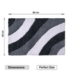 Wave Pattern Microfiber Bath Mat - Grey & White Abstract Shag Rug (40 x 60 cm)