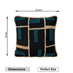 Modern Geometric Tufted Pillow Cover | Black & Teal Textured Cushion – Abstract Decor for Sofa or Living Room Set of 1 Pc