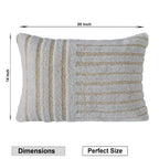 Boho Striped Lumbar Pillow Cover | Cream & Tan Textured Linear Hand-Woven Accent for Farmhouse & Coastal Decor Set of 1 Pc