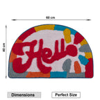 Vibrant "Hello" Semi-Circle Decorative Bath Mat
