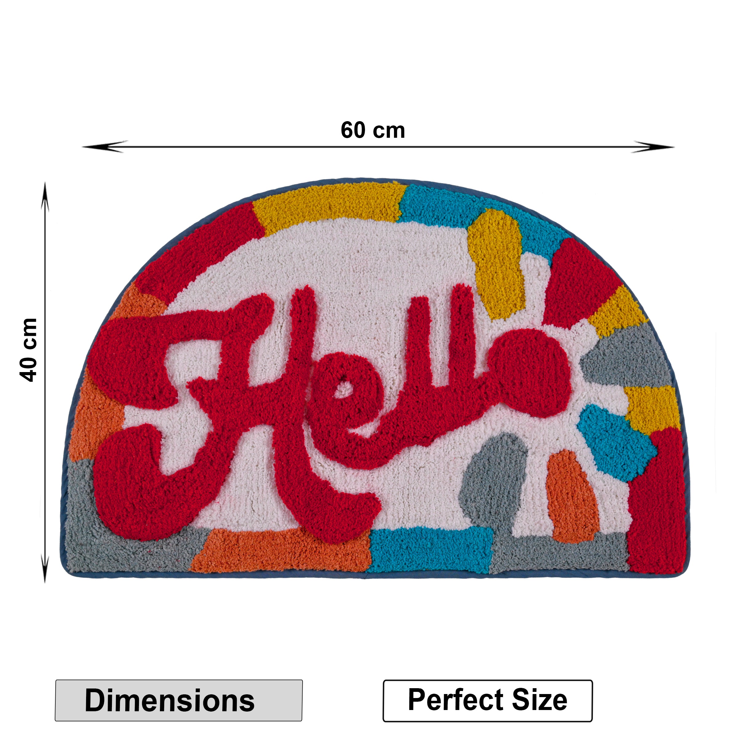 Vibrant "Hello" Semi-Circle Decorative Bath Mat