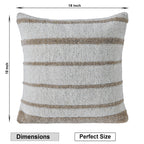 Hand-Woven Striped Textured Pillow | Boho Decorative Square Cushion Cover for Sofa, Couch, or Bed – Cream & Natural Set of 1 Pc