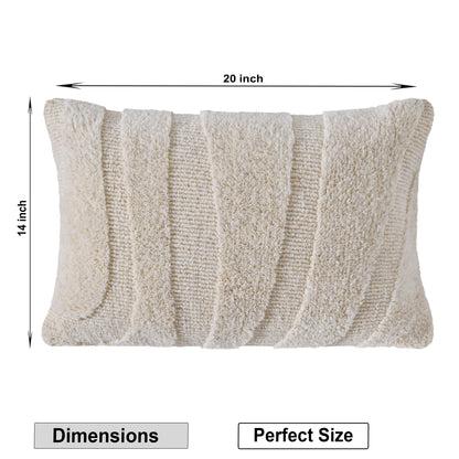 Ultra-Textured Cream Lumbar Pillow Case |  Perfect Size Accent for Farmhouse, Scandi, and Minimalist Home Decor Set of 1 Pc