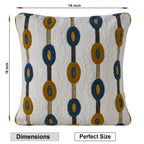 Decorative Tufted Pillow | Modern Geometric Oval Design | Mustard & Navy Blue Set of 1 Pc