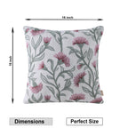 Decovia Floral Embroidered Decorative Pillow Cover | Pink and Green Flower Pattern Set of 1 Pc