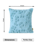 Sky Blue Embroidered Floral Pillow Cover | Textured Cotton Accent Cushion Cover Set of 1 Pc