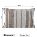 Hand-Tufted Decorative Lumbar Pillow Cover| Textured Stripe  Neutral Cream and Sand Accent Pillow for Sofa, Armchair, and Bedroom Decor Set of 1 Pc