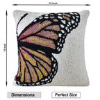Hand-Hooked Butterfly Decorative Pillow Cover | Square Accent Cushion – Textured Cream & Dusty Rose Home Decor Set of 1 Pc