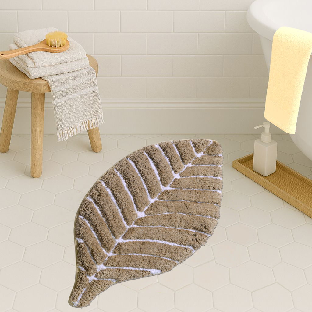 Leaf Tufted Bath Mat | Anti Skid Super Absorbent Mats for Home Living Room Kitchen Bathroom Mat Pack of 1