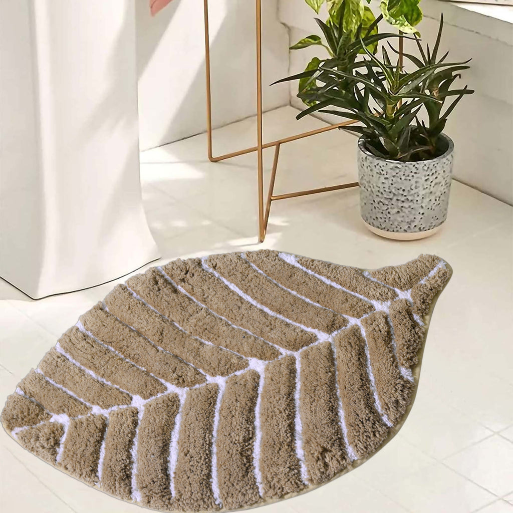 Leaf Tufted Bath Mat | Anti Skid Super Absorbent Mats for Home Living Room Kitchen Bathroom Mat Pack of 1