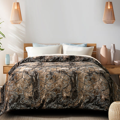 Decovia Earth Tone Luxe Geometric Blanket – Modern Warmth Meets Style